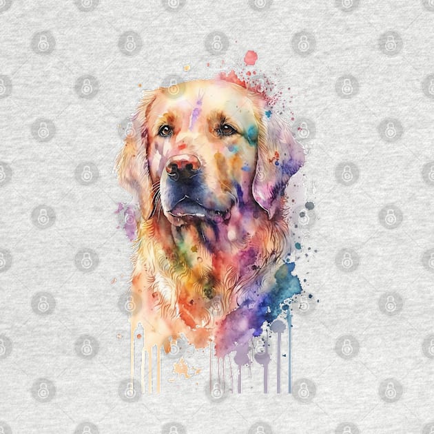 Pet Dog Portrait, Dog Owner Gift Idea Cute Golden Retriever Watercolor by Edit Print Go